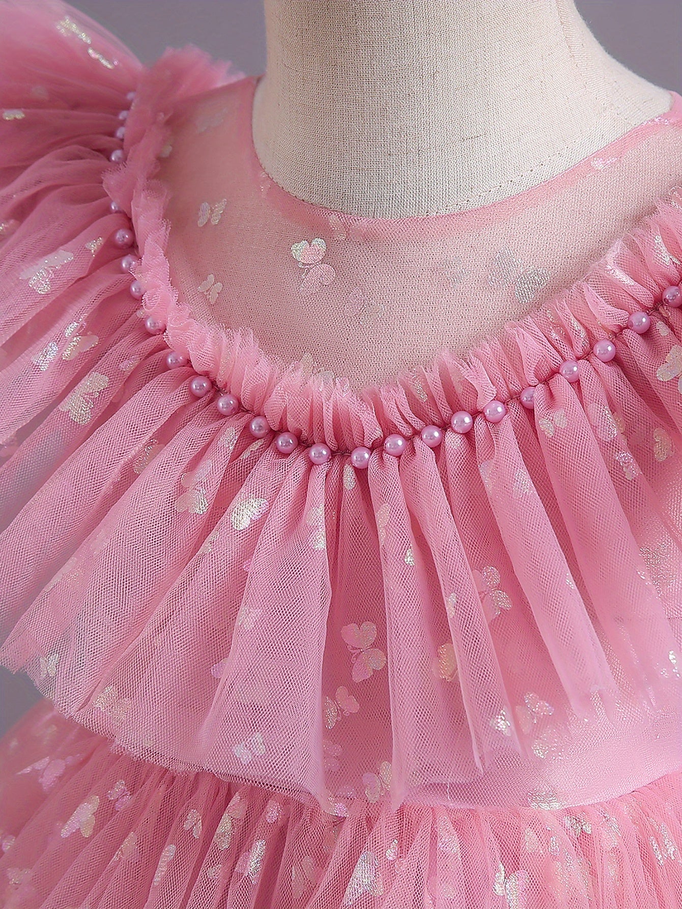 Beautiful Butterfly Ruffle Mesh Tutu Dress - Elegant Girls' Party Dresses for Birthday Gifts - Stylish Solid Colors, Ruffled Design, and Flowy Mesh Fabric