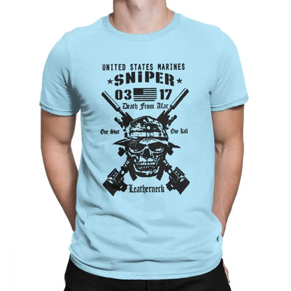 Adult Tops Men T Shirt USMC Scout Sniper Tee Shirt US Marines MOS 0317 Combat Arms Unique Short Sleeve Crew Neck Cotton T-Shirts