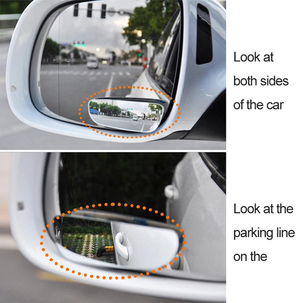Car Mirror Frameless Car Auxiliary Blind Spot Mirror 360 Degree Wide Angle Parking Auto Rearview Adjustable Mirror Accessories