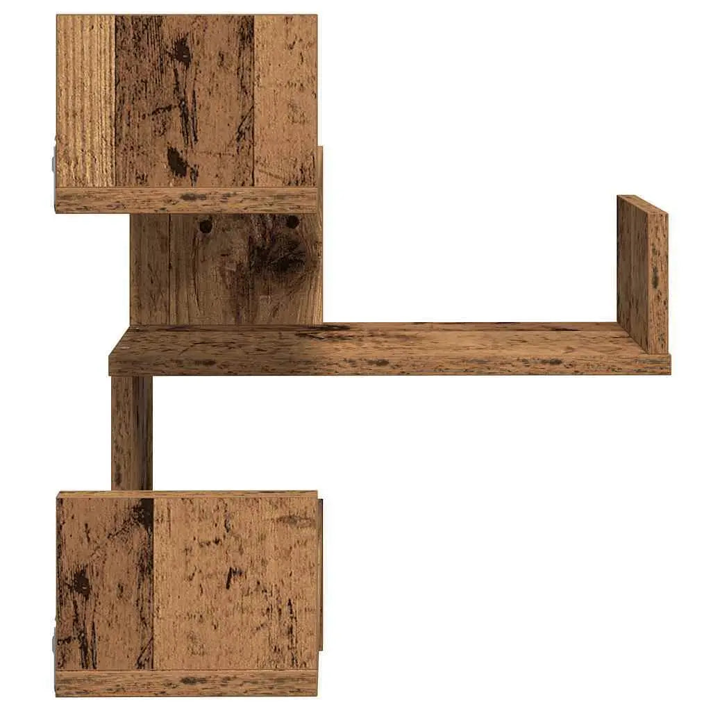 VidaXL W2B Old Wood Engineered Wall Corner Shelf Medium Wall Mount for Entry Living Room Hospital Gym Home Furniture