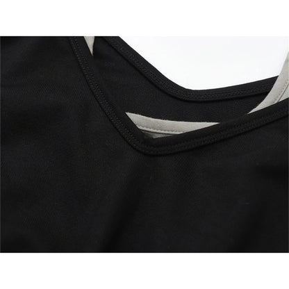 Woman Sweatshirt Hoodies Fashion Female Chic Loose Casual Streetwear Patchwork Ins Street Y2K Fake Two Pieces Hoodies Crop Top