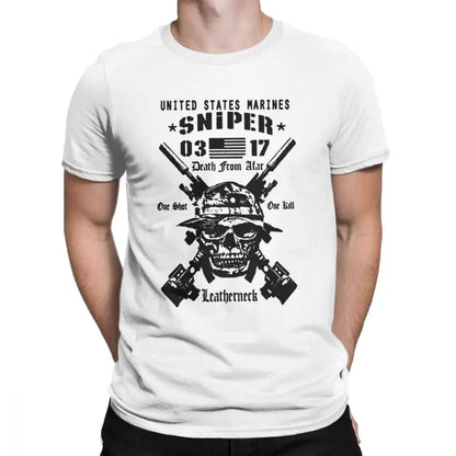 Adult Tops Men T Shirt USMC Scout Sniper Tee Shirt US Marines MOS 0317 Combat Arms Unique Short Sleeve Crew Neck Cotton T-Shirts
