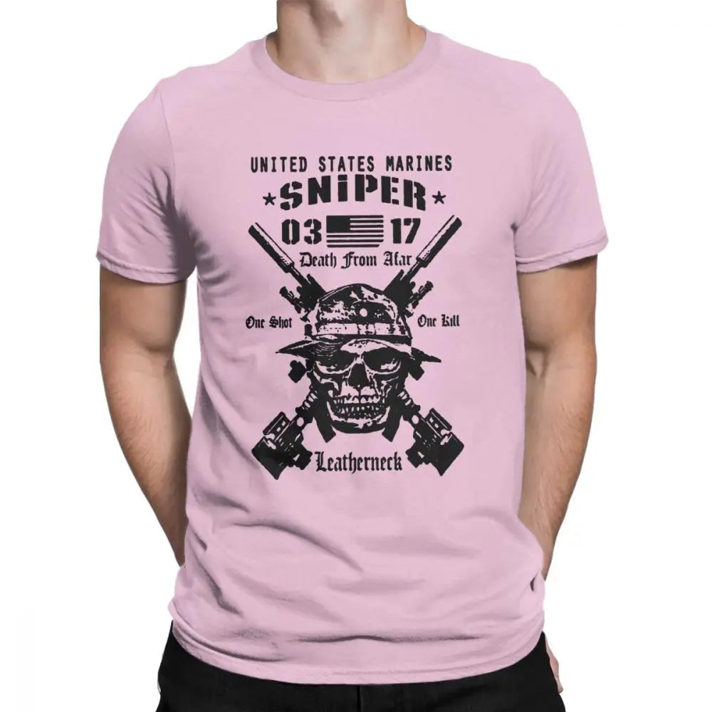 Adult Tops Men T Shirt USMC Scout Sniper Tee Shirt US Marines MOS 0317 Combat Arms Unique Short Sleeve Crew Neck Cotton T-Shirts