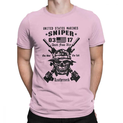 Adult Tops Men T Shirt USMC Scout Sniper Tee Shirt US Marines MOS 0317 Combat Arms Unique Short Sleeve Crew Neck Cotton T-Shirts