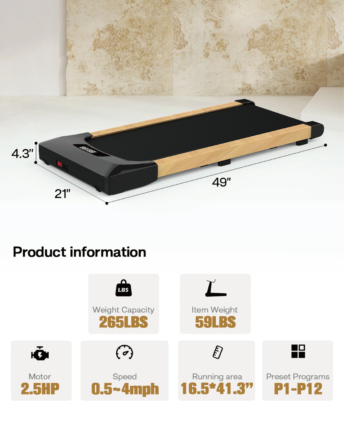Portable Electric Mini Flat Running Treadmill Home Gym Exercise Under Desk Walking Pad Motorized Treadmill