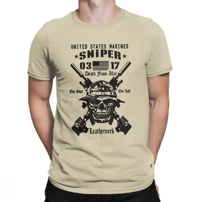 Adult Tops Men T Shirt USMC Scout Sniper Tee Shirt US Marines MOS 0317 Combat Arms Unique Short Sleeve Crew Neck Cotton T-Shirts