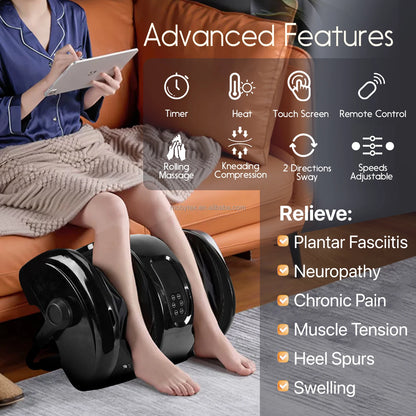Electric Shiatsu Foot Massager Machine with Roller & Vibration Health Care Tool with Remote for Home Use