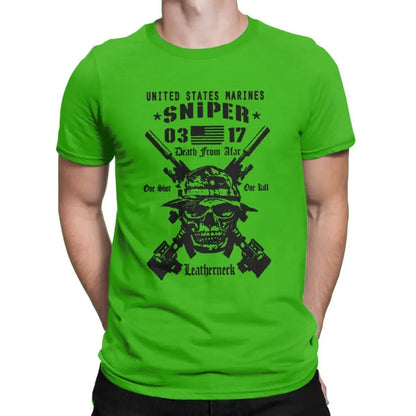 Adult Tops Men T Shirt USMC Scout Sniper Tee Shirt US Marines MOS 0317 Combat Arms Unique Short Sleeve Crew Neck Cotton T-Shirts