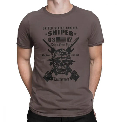 Adult Tops Men T Shirt USMC Scout Sniper Tee Shirt US Marines MOS 0317 Combat Arms Unique Short Sleeve Crew Neck Cotton T-Shirts