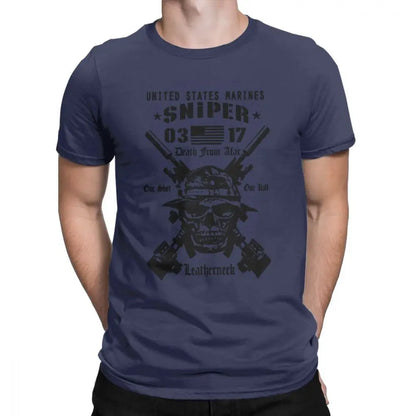 Adult Tops Men T Shirt USMC Scout Sniper Tee Shirt US Marines MOS 0317 Combat Arms Unique Short Sleeve Crew Neck Cotton T-Shirts