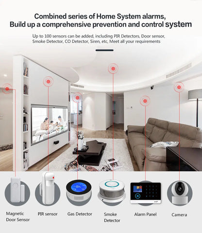 Wireless Home Alarm System Tuya Smart Home WIFI 2G GSM Security Alarms For Home With Motion Sensor With Alexa & Google Home