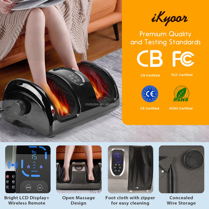 Electric Shiatsu Foot Massager Machine with Roller & Vibration Health Care Tool with Remote for Home Use