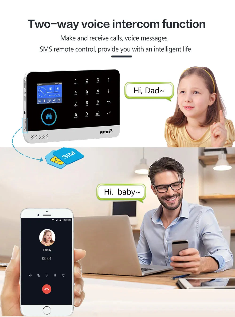 Wireless Home Alarm System Tuya Smart Home WIFI 2G GSM Security Alarms For Home With Motion Sensor With Alexa & Google Home