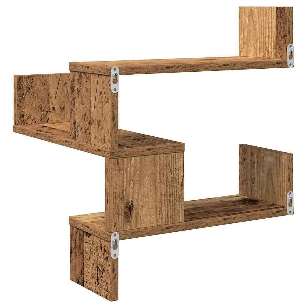 VidaXL W2B Old Wood Engineered Wall Corner Shelf Medium Wall Mount for Entry Living Room Hospital Gym Home Furniture