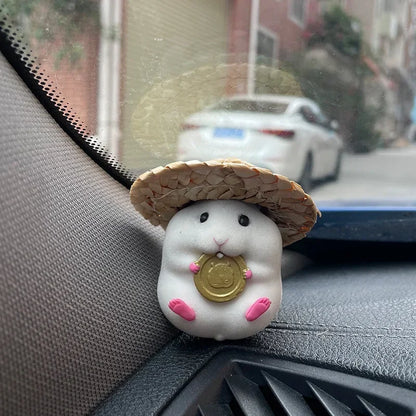 Home Decoration Cute Hatted Coin Hamster Luxury Home Decor For Car Interior Hanging Home Accessories Pendant desk decoration