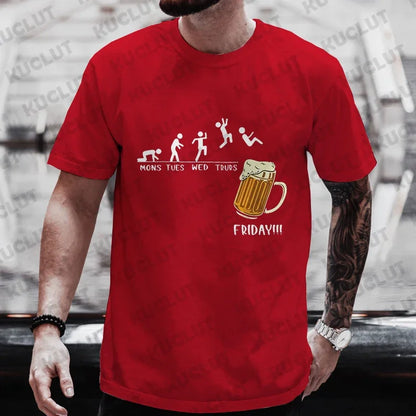 Men T-shirt Friday Beer Funny Graphic Y2k Tops Weekend Beer Drinking Lover Party Team Tees Plus Size Matching Outfit Streetwear