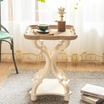 Farmhouse end Table, Cocktail Table Set, Modern Circle Hand-Crafted Natural Wood Finsh Small Side and End Table Sets，Natural