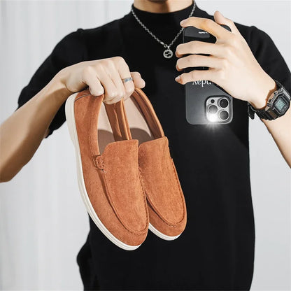 2025 Men's Classic Loafers | Fashionable Suede Flats with Round Toe Design | Comfortable Lazy Slip-on Shoes