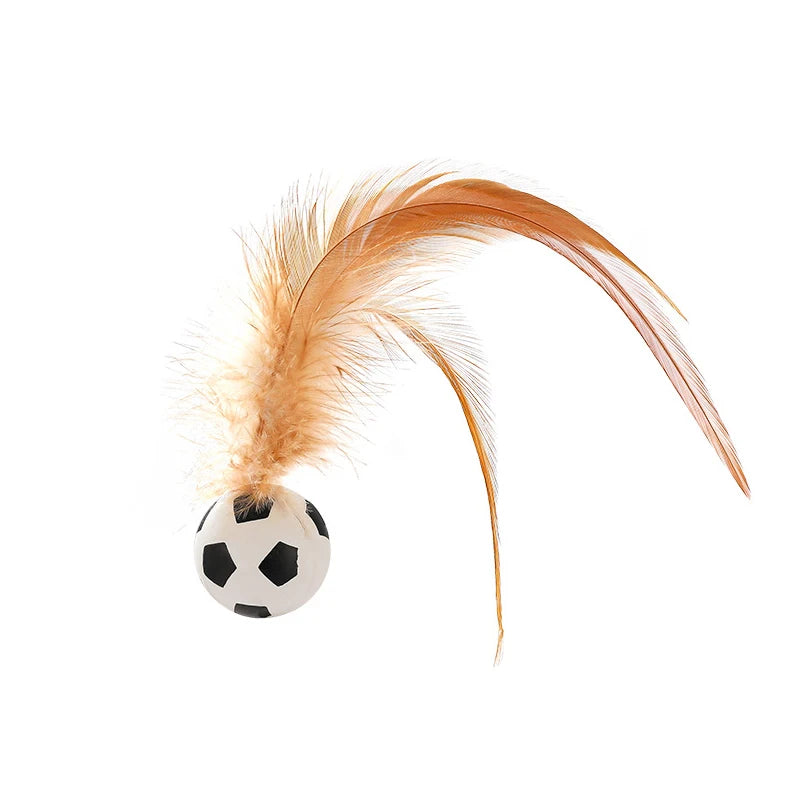 Cat Interactive Ball Toys Interactive Bouncy Ball with Feathers Cat Toys  for Indoor Cats and Kittens