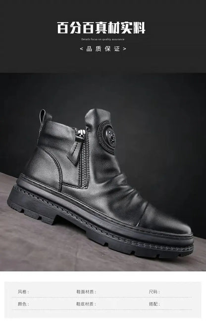 Chelsea Boots for Men Business Office Formal Dress Shoes Men Casual High-top Ankle Boots Men Platform Boots