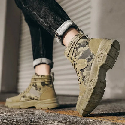 Military Boots for Men Autumn High Top Camouflage Desert Casual Flats Mens Boot Breathable Non Slip Work Shoes Zapatillas Hombre
