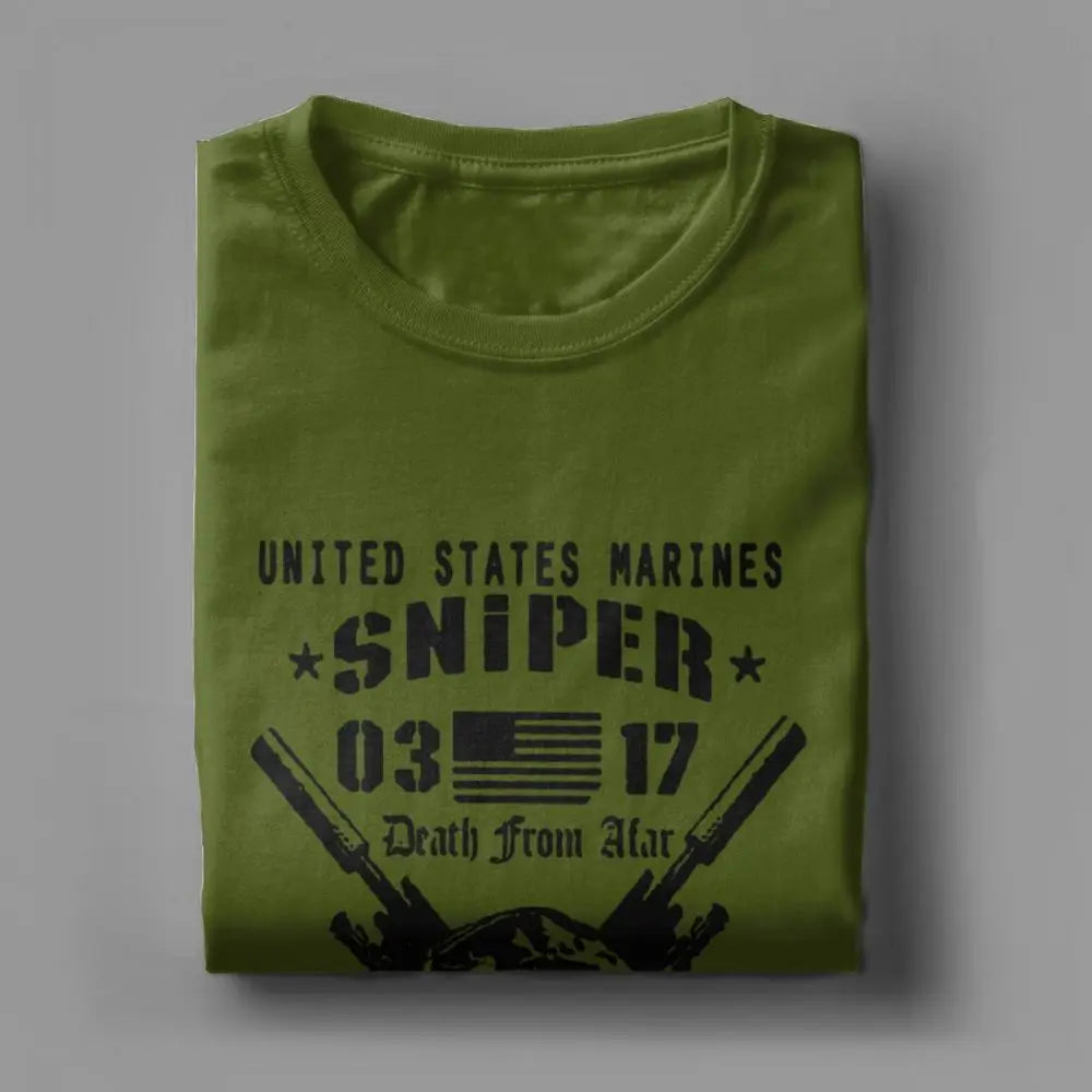 Adult Tops Men T Shirt USMC Scout Sniper Tee Shirt US Marines MOS 0317 Combat Arms Unique Short Sleeve Crew Neck Cotton T-Shirts