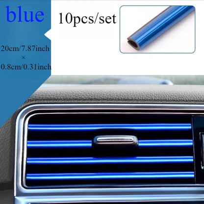 10pcs/set Auto Accessories DIY Car Interior Air Conditioning Outlet Decorative Strips, General Creative Car Styling