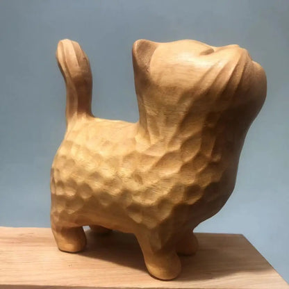 Cat Model Crafts Hand-carved Wooden Cat Statue Cute Tiny Cat Sculpture Cartoon Creative Animal Figurine Kids Gifts