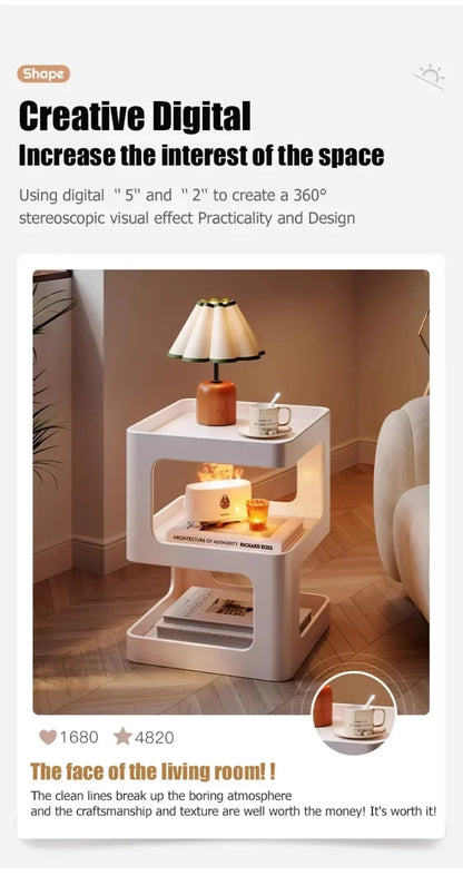 Light Luxury Sofa Table Modern Minimalist Bedside Table Creative Computer Desk Solid Color Shelf Living Room Small Coffee Table