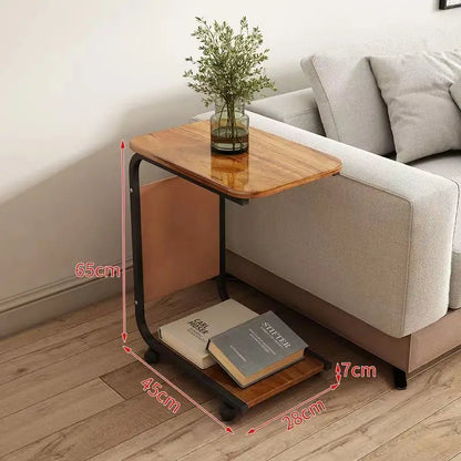 Household Small Coffee Table Bedroom Simple Storage Rack Portable Bedside Trolley Living Room Moveable C-shaped Sofa Side Table