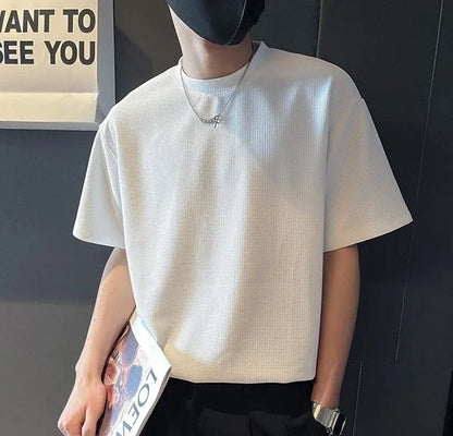 Top T Shirt for Men Orange O Neck Man Tee Shirts Plain Clothing Streetwear No Logo Cool Hot Loose Basic High Quality Aesthetic S