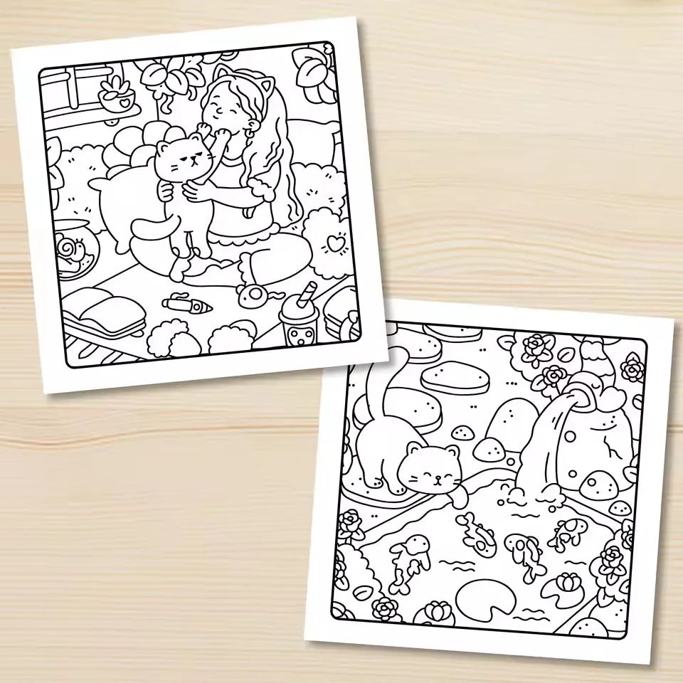 Cat Life Funny And Cute Coloring Book for Adults Cute Drawing Book Perfect Gift for Party and Birthday