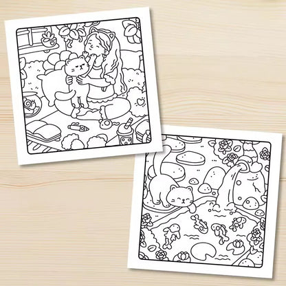 Cat Life Funny And Cute Coloring Book for Adults Cute Drawing Book Perfect Gift for Party and Birthday