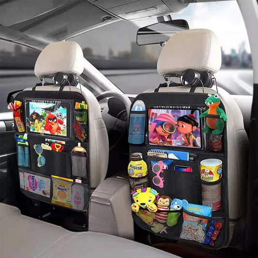 Car Rear Organizer with Touch Screen, Tablet Holder, Auto Storage Pockets Cover, Car Seat Back Protectors, Car Accessories