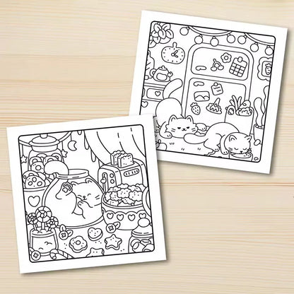 Cat Life Funny And Cute Coloring Book for Adults Cute Drawing Book Perfect Gift for Party and Birthday