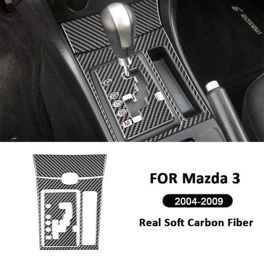 For Mazda 3 2004-2009 Accessorie Carbon Fiber Car Center Console Gear Shifter Panel Frame Trim Cover Interior Decoration Sticker