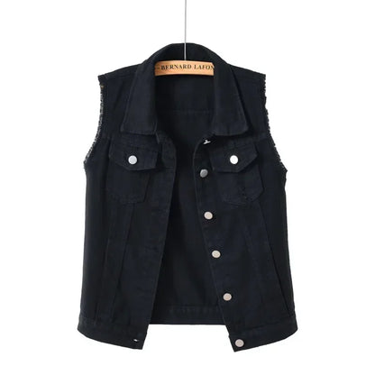 Denim Vest for Women Jacket Spring Streetwear Women Clothing Autumn Coats Fashion Clothes Casual Vintage Elegant Sleeveless