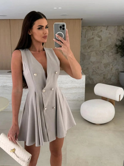 Summer elegant double breasted women's suit autumn fashionable commuting women's vest suit dress8029