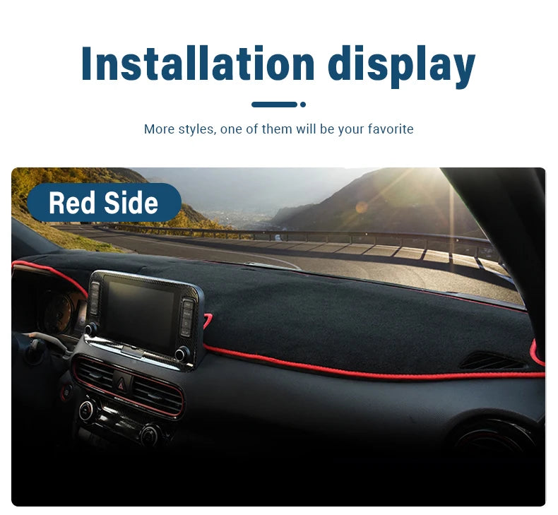 Car Accessories For Hyundai Kona N Line 2017 2018 2019 2020 2021 2022 Dashboard Cover Avoid Light Pad Sun Shade Anti-UV Carpets
