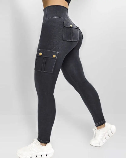 Women's Denim Pants 2025 Summer New Fashion Solid Color Buttoned Pocket Zipper Design High Waist Casual Daily Skinny Jeans