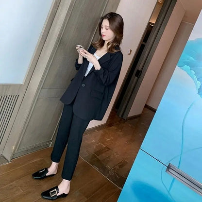 Suit Jacket Two Piece Sets for Women Formal Clothing Womens Blazer and Pants Suits Set 2 Elegant Pieces Office Wear Fall Outfits