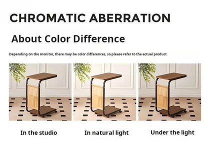 Household Small Coffee Table Bedroom Simple Storage Rack Portable Bedside Trolley Living Room Moveable C-shaped Sofa Side Table