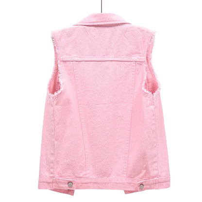 Denim Vest for Women Jacket Spring Streetwear Women Clothing Autumn Coats Fashion Clothes Casual Vintage Elegant Sleeveless