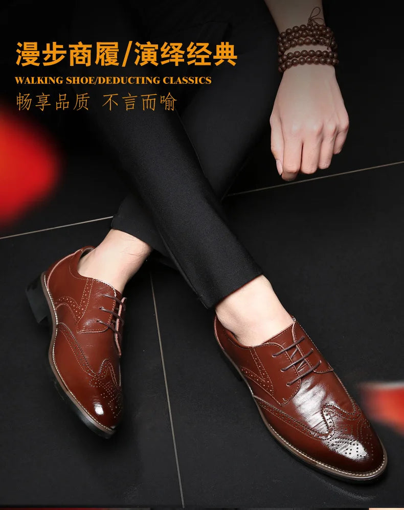 2023 Men Dress Shoes Comfortable Wear-resistant Formal Shoes Leather Luxury Fashion Groom Wedding Shoes Men Oxford Shoes Dress