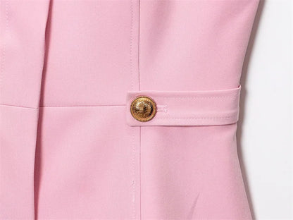 Chic Pink 2-Piece Casual Set - Flared Hem Vest & Wide Leg Pants