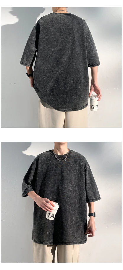 LEGIBLE Summer Men T Shirt Short Sleeve Casual Cotton Oversized T-shirt Men Tops Tees