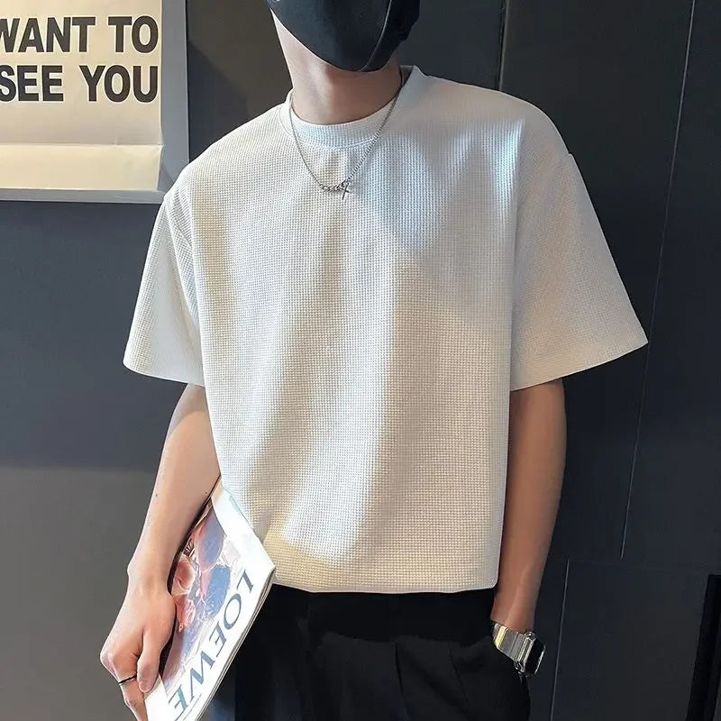 Top T Shirt for Men Orange O Neck Man Tee Shirts Plain Clothing Streetwear No Logo Cool Hot Loose Basic High Quality Aesthetic S