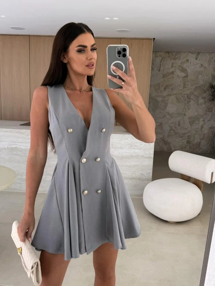 Summer elegant double breasted women's suit autumn fashionable commuting women's vest suit dress8029