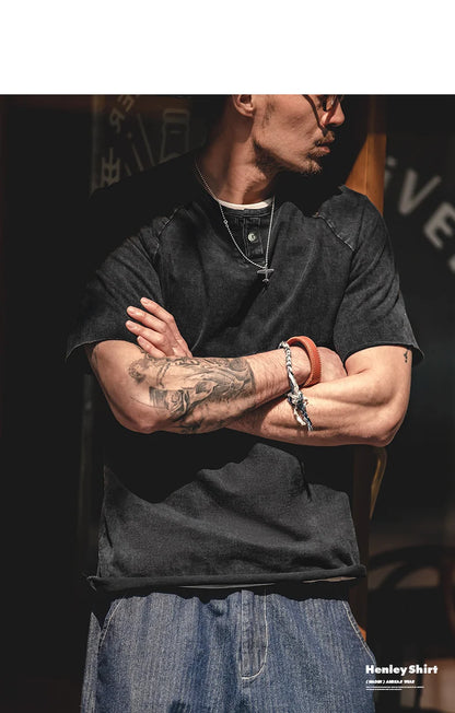 Maden Men Summer T Shirts Cotton Casual Streetwear Tees Retro Do Old Tops Slight Stretch Slim Short Sleeve T-shirts