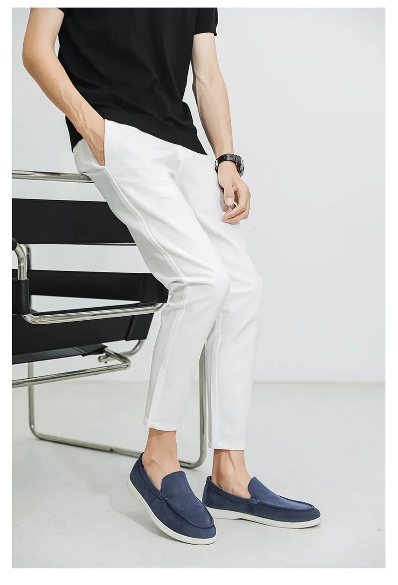 2025 Men's Classic Loafers | Fashionable Suede Flats with Round Toe Design | Comfortable Lazy Slip-on Shoes